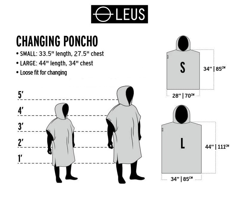 LEUS Towel Poncho size chart boardcave